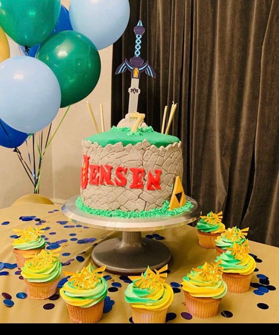 Zelda Master Sword Personalized Cake Topper And Zelda Crest Etsy