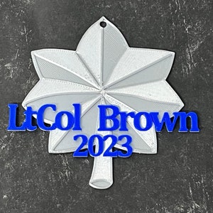 Lt Colonel LTC Personalized Oak Leaf Christmas Ornament