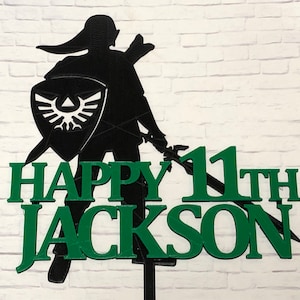 Link Silhouette Zelda Birthday Cake Topper