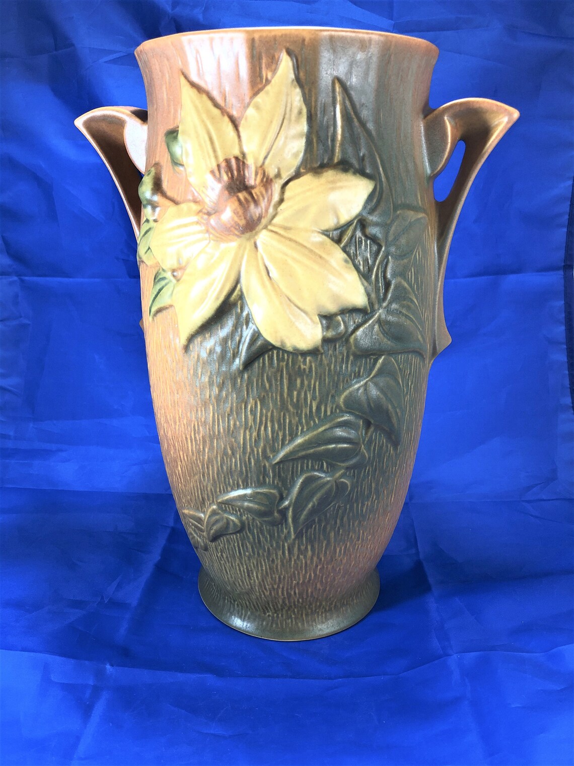 Roseville Pottery Large Clematis Vase 11212 Terra Cota Etsy