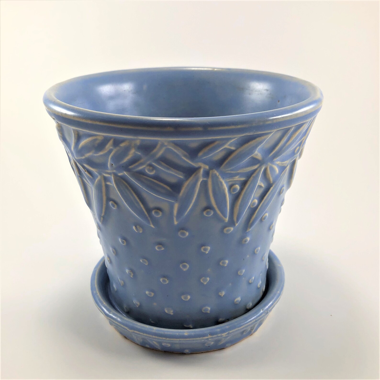 Nelson McCoy Large Blue Flower Pot with Saucer Leaves and | Etsy