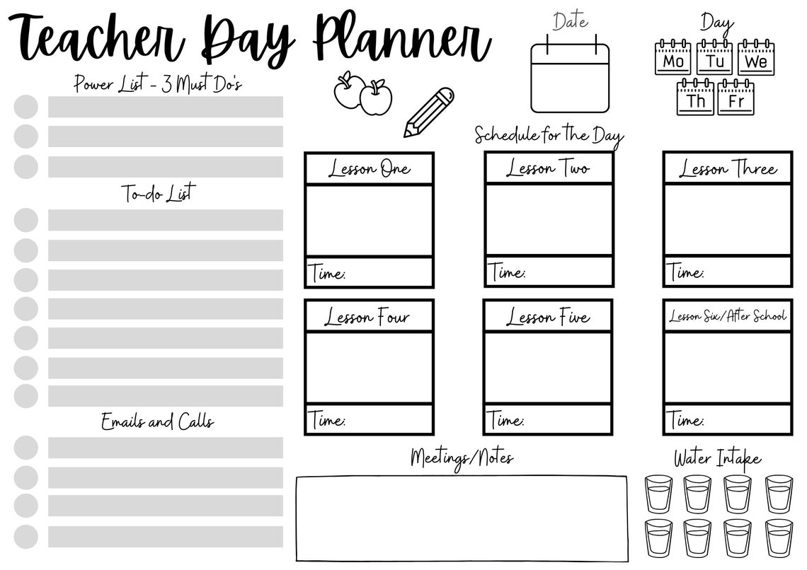 Teacher Day Planner Digital Download PDF Printable Etsy