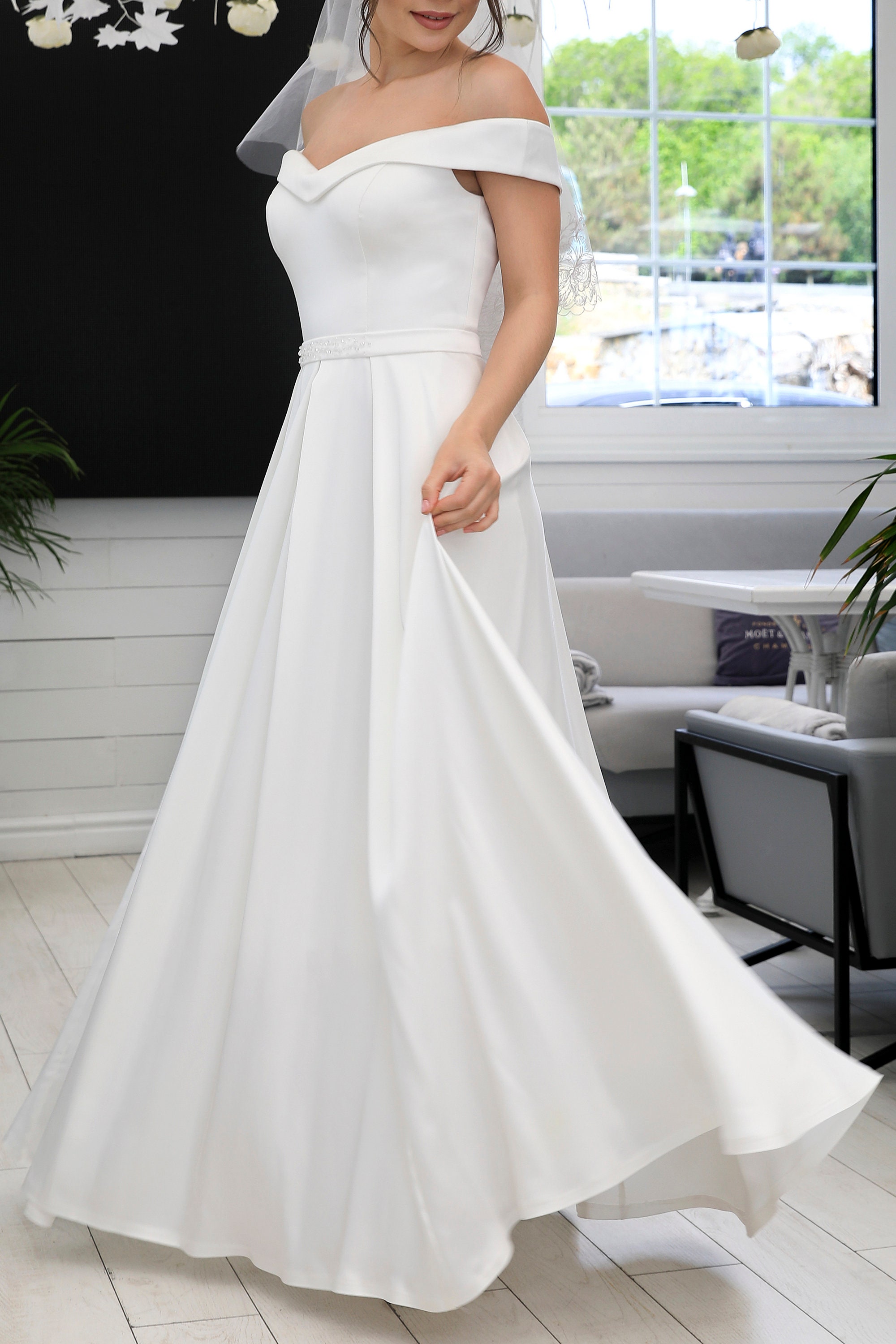 ivory chiffon gown