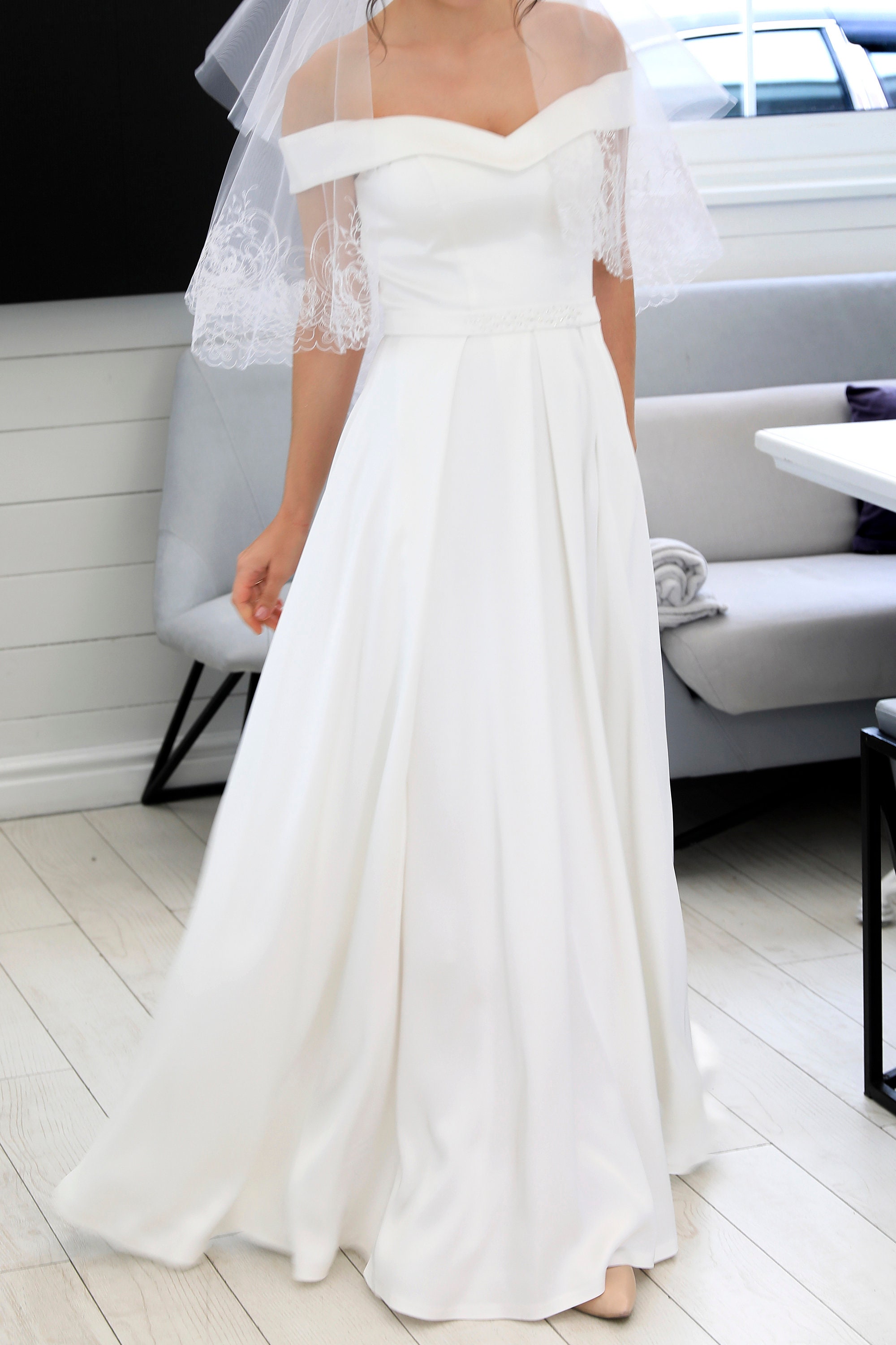 ivory chiffon gown