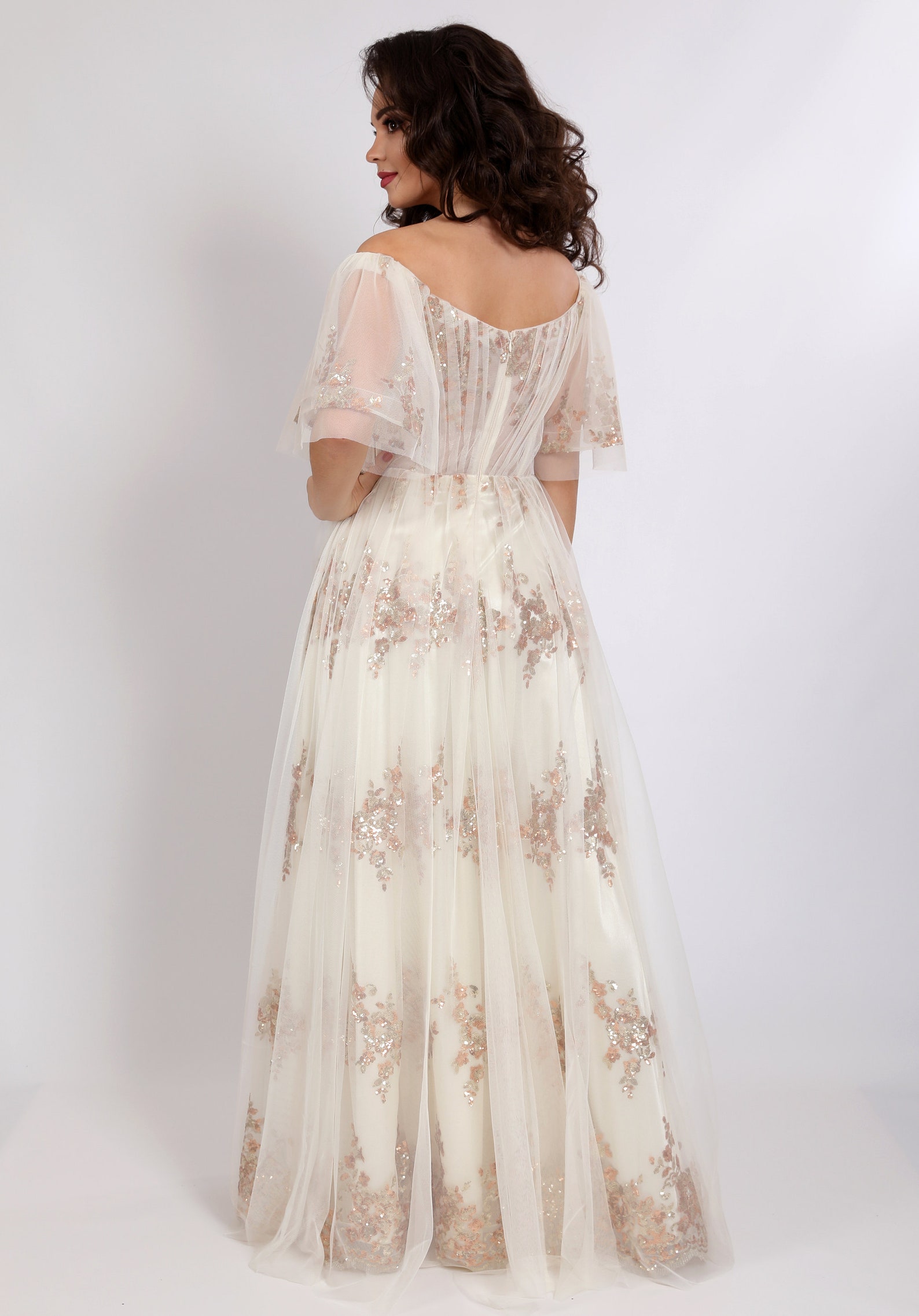 Bridal White Lace Tulle Cottagecore Dress | Etsy