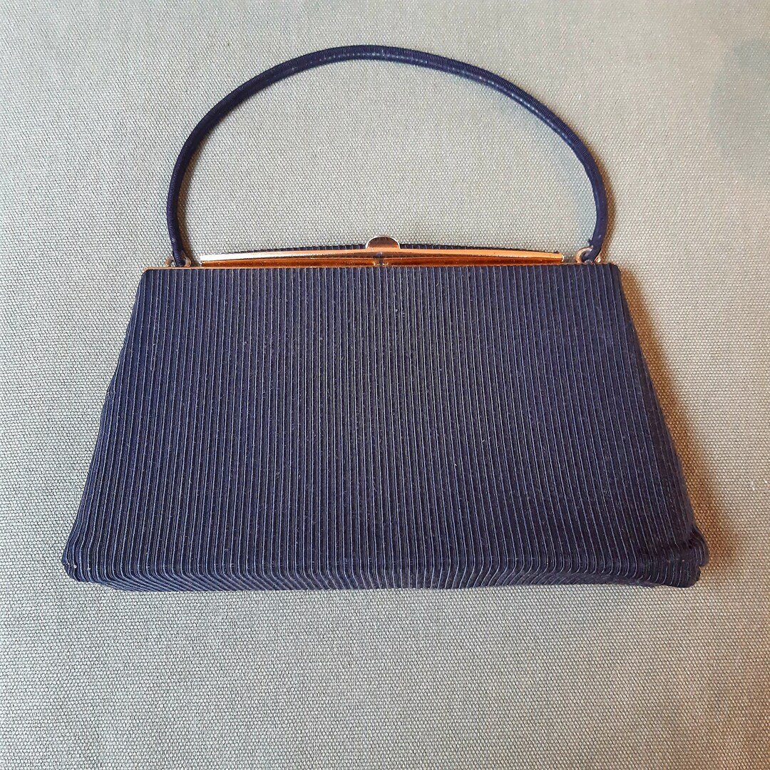 Black Vintage Evening Bag Classic Black Party Bag Corded Etsy