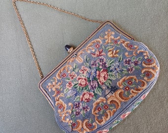 Antique Evening Bag, Edwardian Purse, Vintage Tapestry Bag, Collector's item, 1920s Evening Bag, Unique Gift, Gift for Her