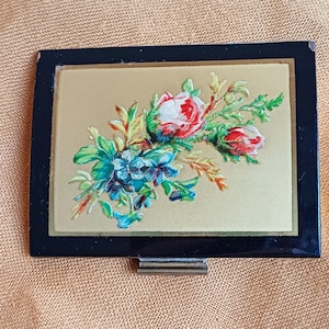 Vintage Compact, 1950s Compact, Antique Compact, Powder Compact, Make up Mirror, Flower Compact, Floral Gift, Girlfriend Gift, Gift for Her