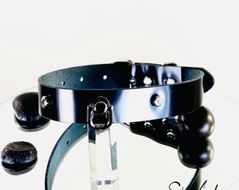 Collar Luxury patent leather black, pure, with crystal or with O-ring pure BDSM Choker Slave collar Leather collar Leather Choker by SiaLinda