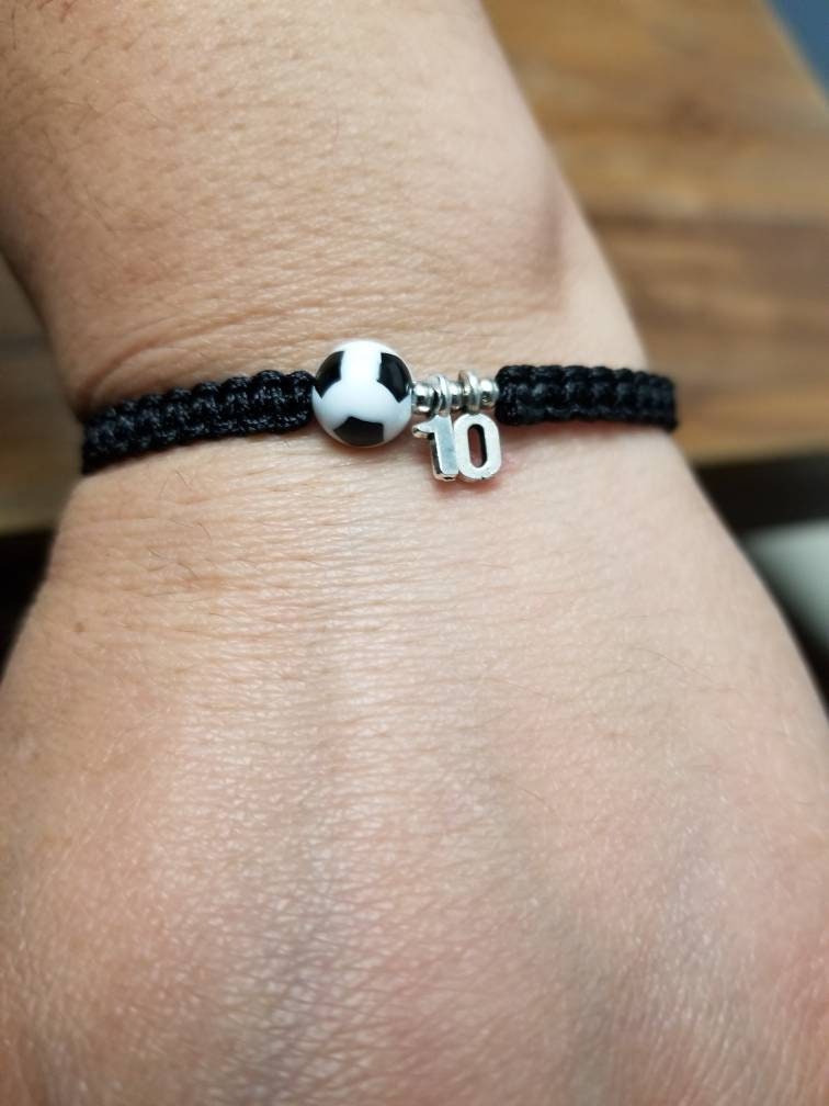 Personalized Soccer Bracelet with Number Charm Adjustable Etsy