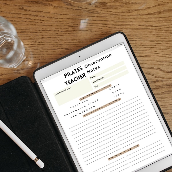 Pilates Teacher Observation Notes Digital Printable