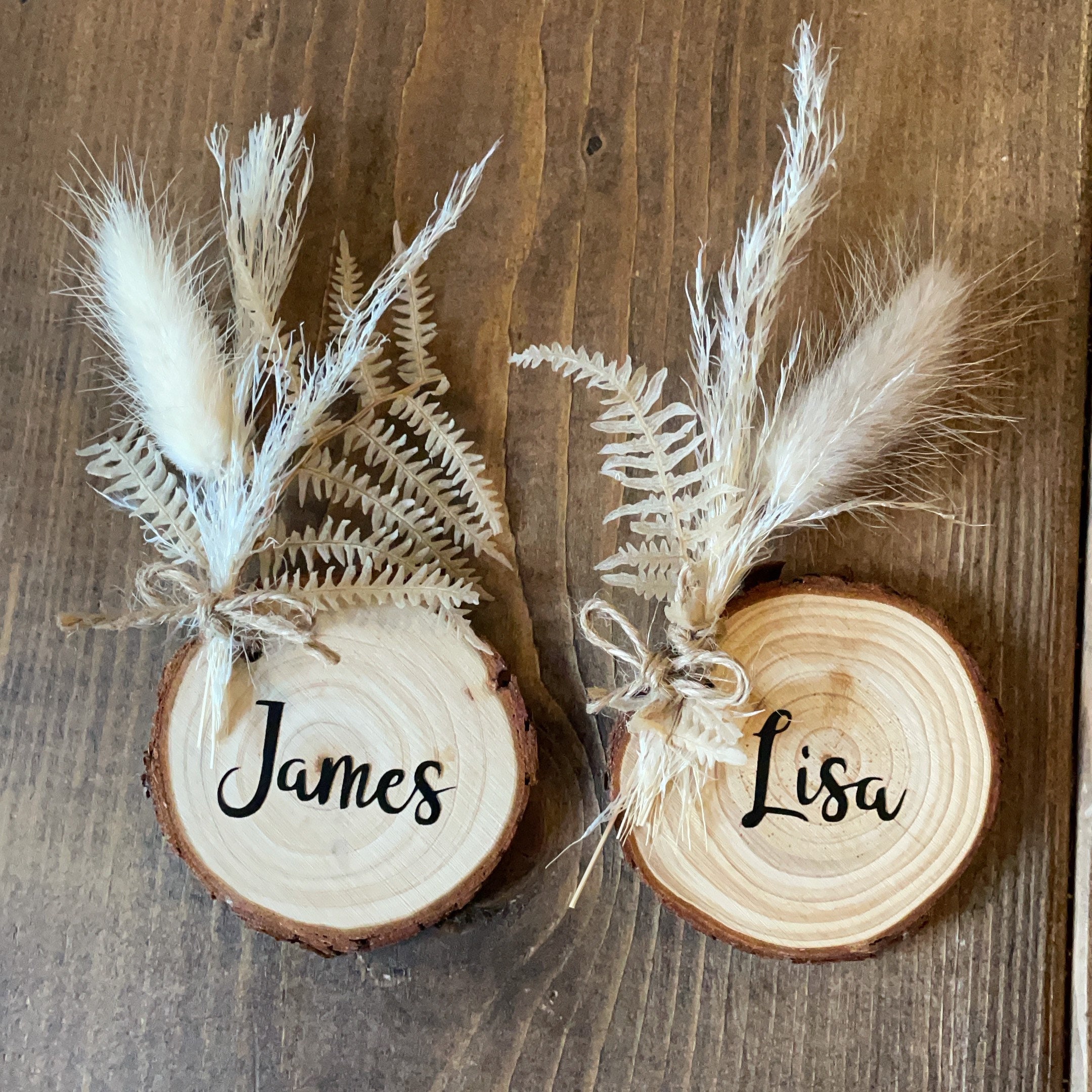 Personalised Wedding Rustic Wooden Table Names With Dried Etsy