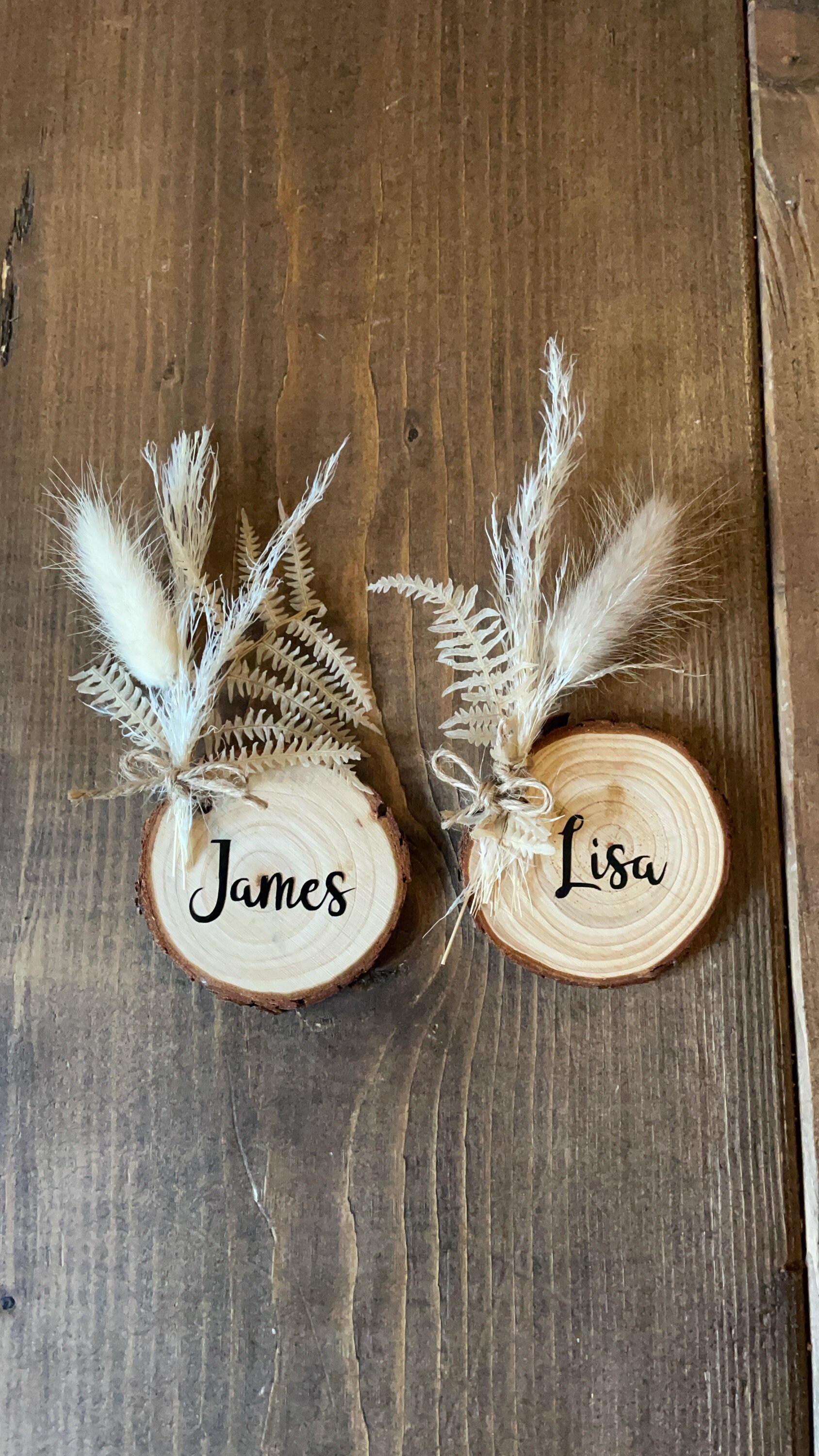 Personalised Wedding Rustic Wooden Table Names With Dried Etsy