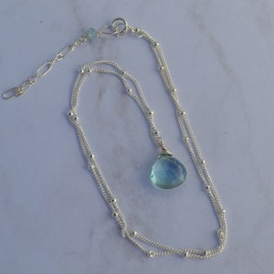 Blue Topaz Necklace, December Birthstone, Aqua Blue Topaz Teardrop Pendant,Simple Gemstone Drop Pendant,Layering Summer Jewelry,Gift for her