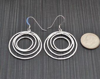 Multi Circle Earrings, Silver or Gold, Modern Circle Earrings, Wedding Gift, Bridesmaid Jewelry, Statement Earrings, Minimalist Jewelry