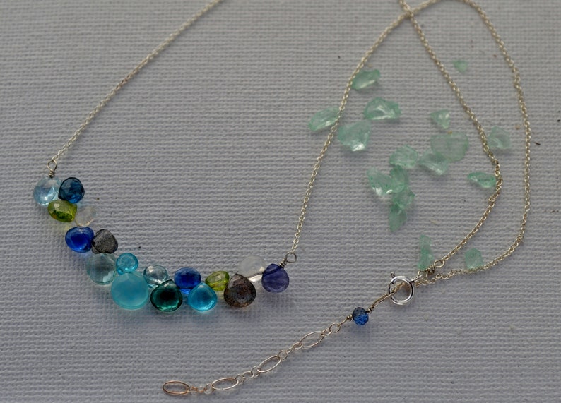 Moonstone Stick Necklace Mix Blue stone Pendant Peridot Minimalist Statement Necklace Aquamarine Labradorite Gift for her Chalcedony