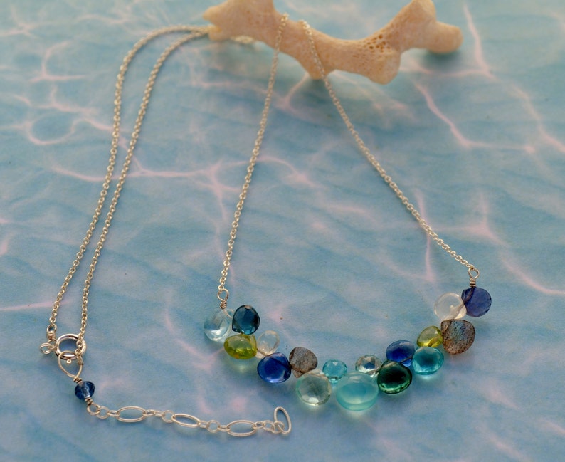 Moonstone Stick Necklace Mix Blue stone Pendant Peridot Minimalist Statement Necklace Aquamarine Labradorite Gift for her Chalcedony
