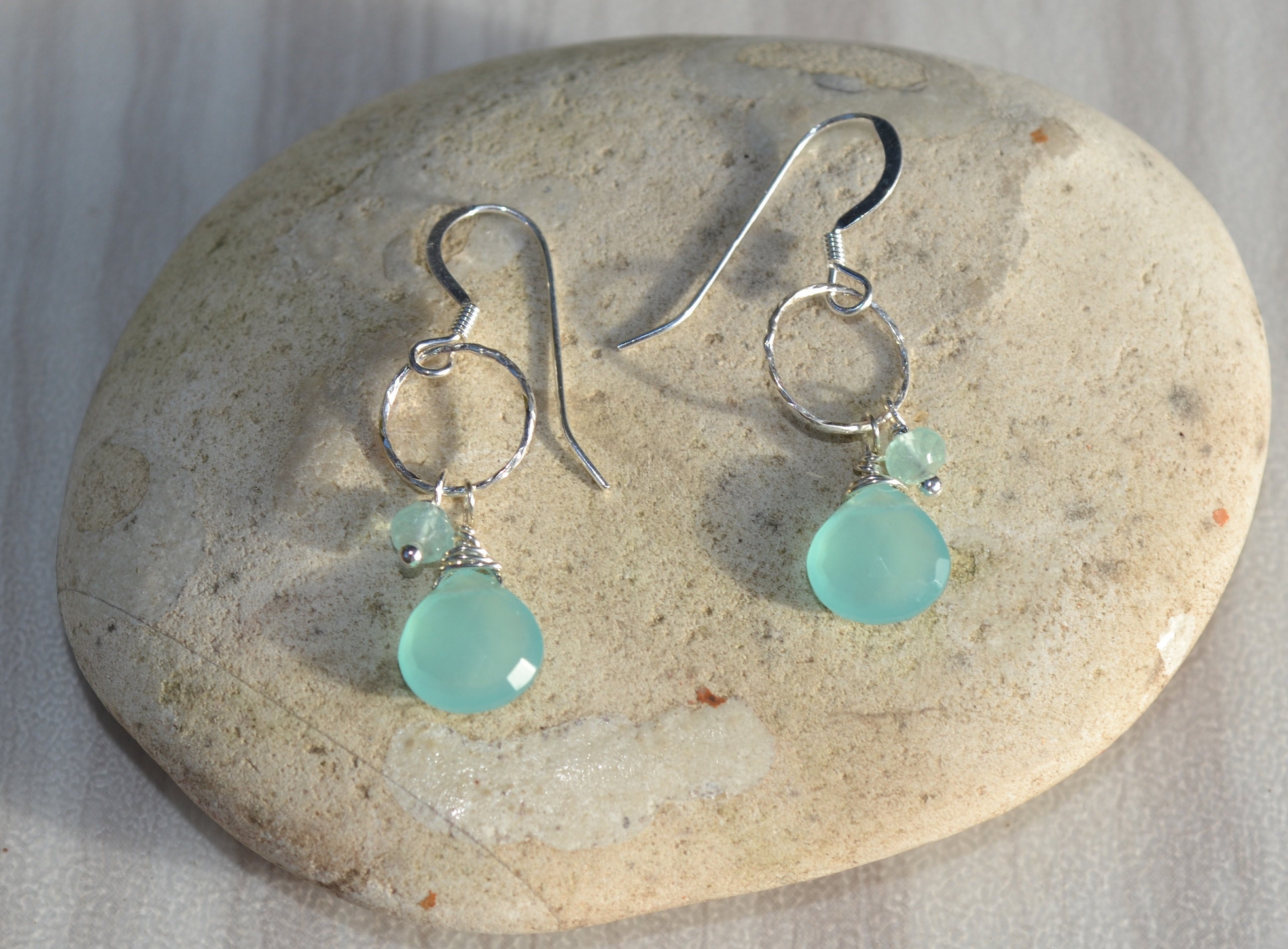 Jaspis Tropfen Ohrringe Natur Jade - Chalcedon Schmuck Für Damen Geschenk