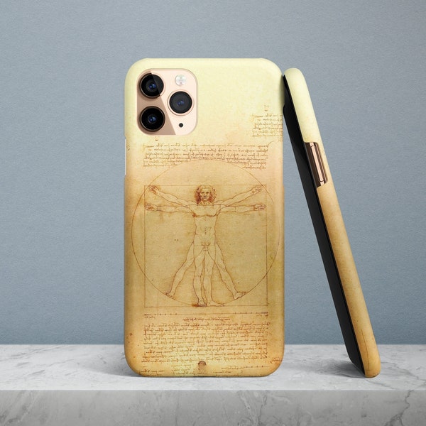 Leonardo da Vinci Vitruvian Man phone case for iPhone 15, 14, 13 Pro Max, 12 Mini, iPhone 11 Pro, iPhone x, XS, 8, 7, SE 2020, Plus, XR