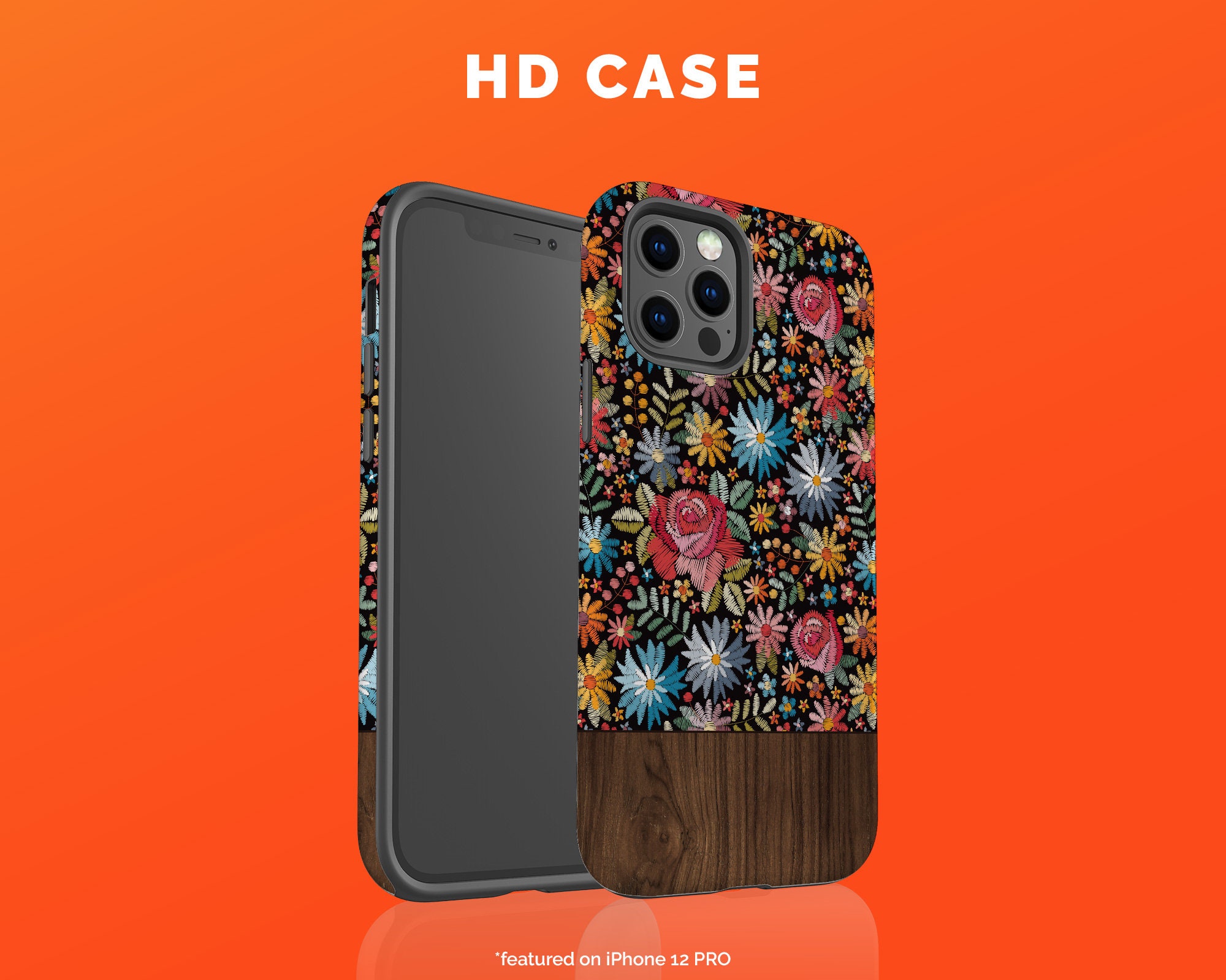 Custom Embroidery Flowers phone case for iPhone 14 13 Pro Etsy.de