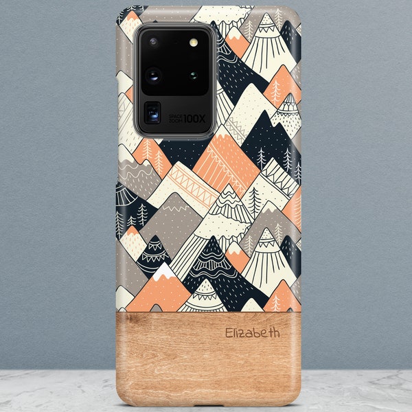 Custom Case Mountains Pattern, S23, S21 Ultra, S20 Pro, S20 FE, Note 20, S10, Note, S9 Plus, S8 Plus, Note 8, Personalized, S22