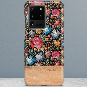 Custom Case Embroidery Flowers for S23, S22, S21 Ultra, S20, S20 FE, Note 20, S10, Note, S9 Plus, S8 Plus, Note 8, Personalized, Cute