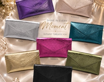 Ladies Women Real Suede Leather Envelope Chain Clutch, Bridesmaid Wedding, Party, Prom, Evening Bag