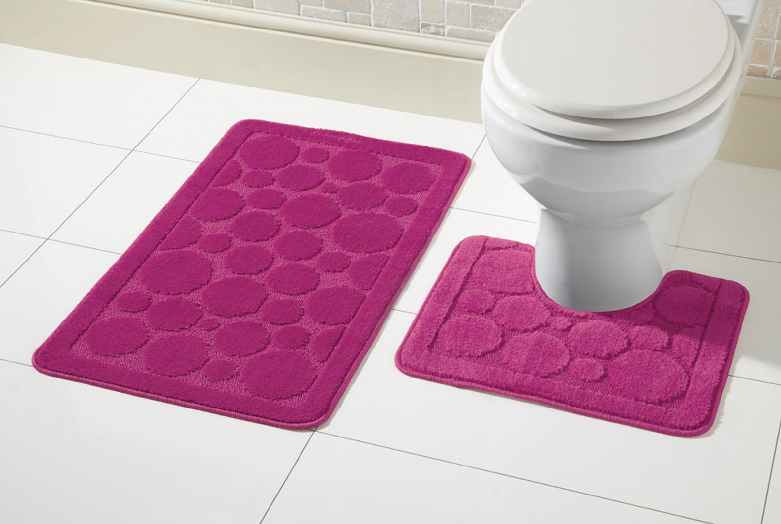 Vintage Bath Mat Set, Super Soft Non Slip Bath Mat & Pedestal Set