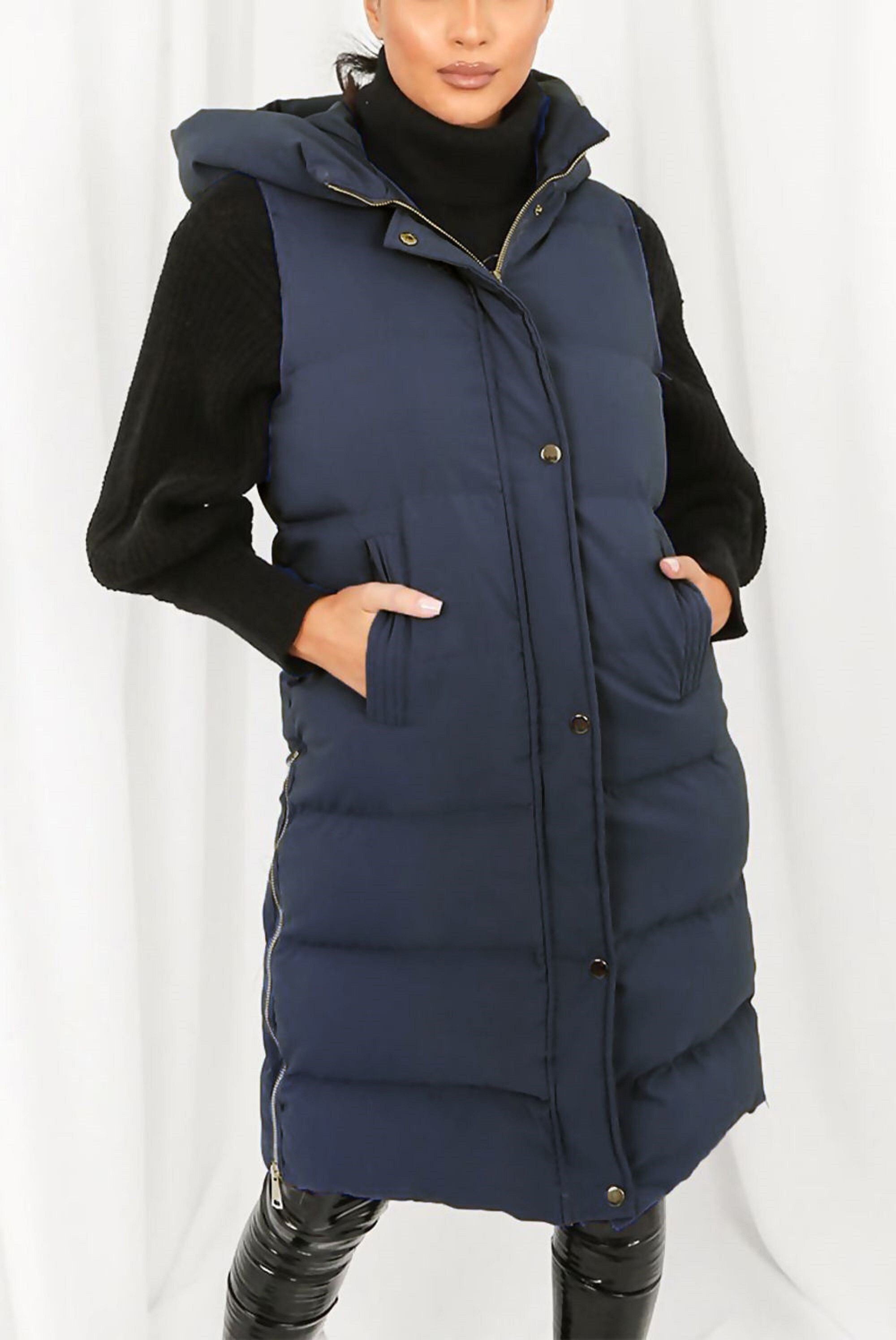 Women's Hooded Quilted Zip up Gilet Waistcoat Padded Etsy UK
