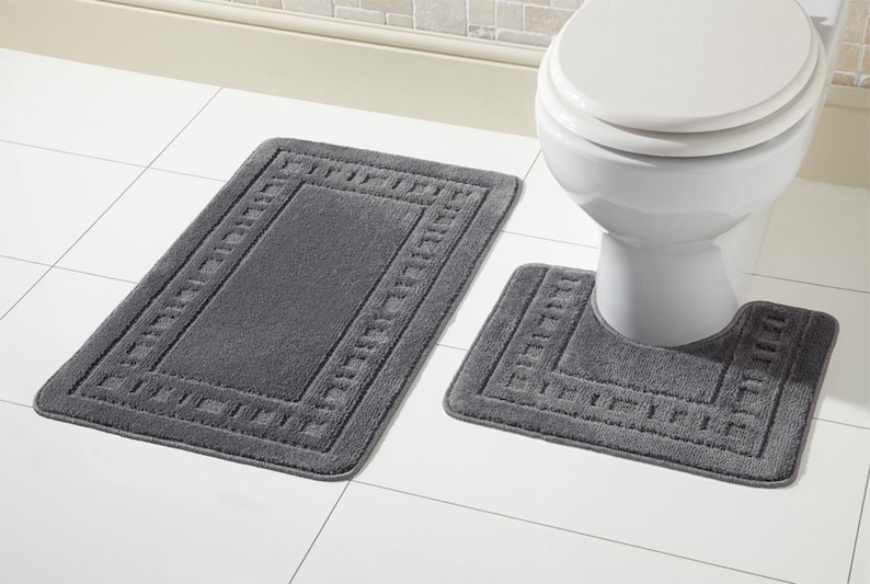 Vintage Bath Mat Set, Super Soft Non Slip Bath Mat & Pedestal Set