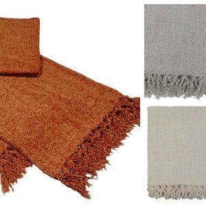 Handwoven Chenille Sofa Throws, Luxury Handmade Eco Friendly Soft and Cozy, Lightweight Blanket With Tassels image 1