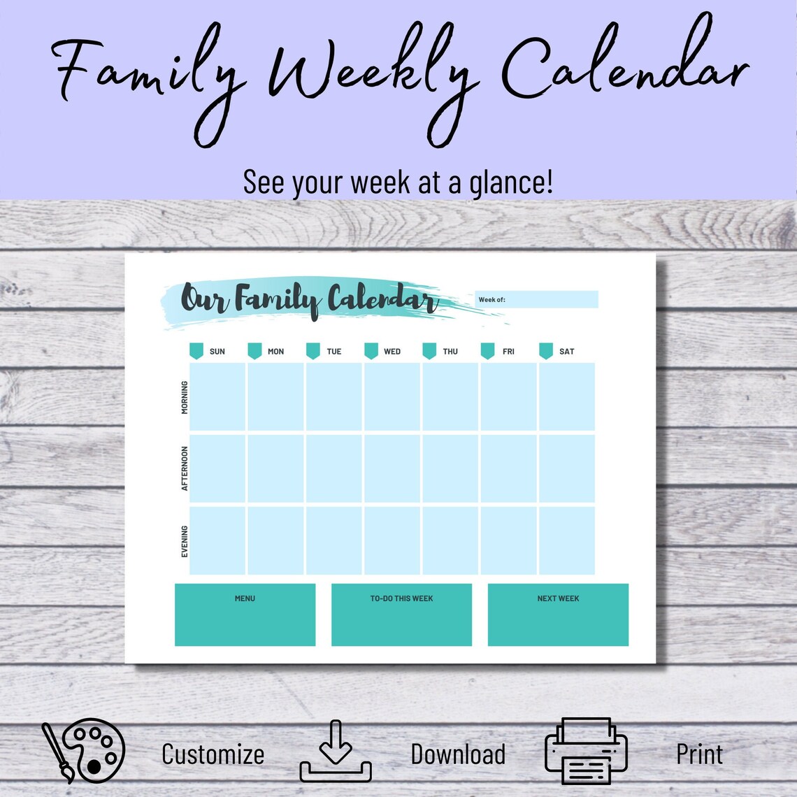 Family Weekly Planner Calendar Printable Template Family Etsy