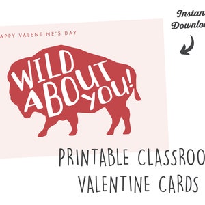 Wild Bison DOWNLOAD INSTANTÂNEO | Dia dos Namorados em sala de aula | Amizade | Cartão imprimível dos namorados da criança da natureza | Cartão de 2,75” x 3,75”