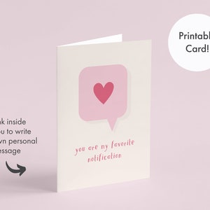 Tarjeta imprimible de notificación favorita / DESCARGA INSTANTE / Tarjeta para marido novio novia esposa / Tarjeta de 5" x 7"