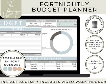 Ultimate Fortnightly Budget Google Sheets Budget Spreadsheet Minimalist Budget for Beginners