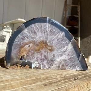Purple Agate Geode Bookends