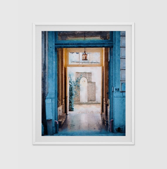 Printable Watercolor Download Vintage Blue Doorway | Etsy