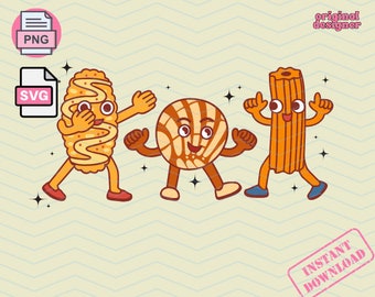 Churro Elote Concha Trendy Png Svg File Conchas Png Mexican Snacks Png Mexican Street Food Png File For Sublimation Dtg Churro Png Elote Png
