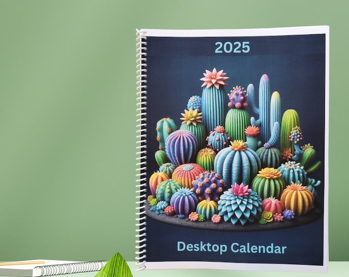 2025 Desktop Calendar, Book-Style Planner, 11x17, College Planner, Work Planner, Cactus Lovers Calendar