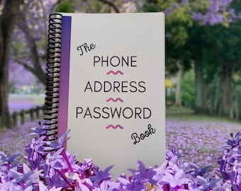 Purple Modern Address Book- 5.5 x 8.5 Size Address Book- Password Organizer- Phone Number Notebook- Password and Address Book