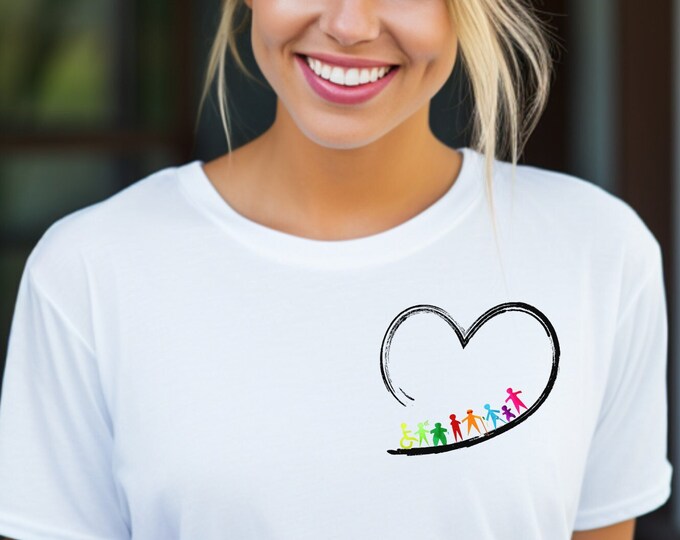 The Heart of Disability Unisex T-shirt. Positive Vibes Tee, Inclusion Tee, Special Needs Tee, Equality Tee,