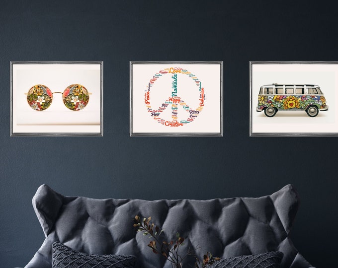 Colorful Hippie 3 Piece Set Digital Download Art For Bohemian and Hippie Part of You.