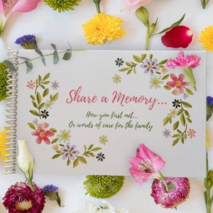 Tema de flores Compartilhe um livro memorial de memória, livro de memória para convidados