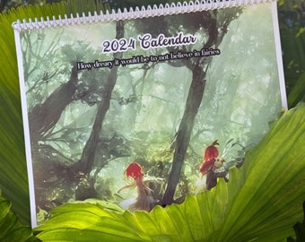 2024 Fairies Wall Calendar, Forest Fairies 11x17 Calendar, Fairy Calendar, Forest Fairy Calendar, Fairy of the Woods, Green Theme Fairies