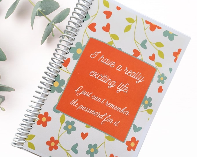 Exciting Life Flower Password Book, 5.5 x 8.5 Size