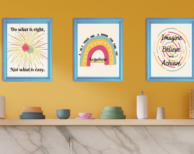 Teacher Motivational Set * 3 Pictures * DYI Art for School or Home Classroom * Teacher Decor *