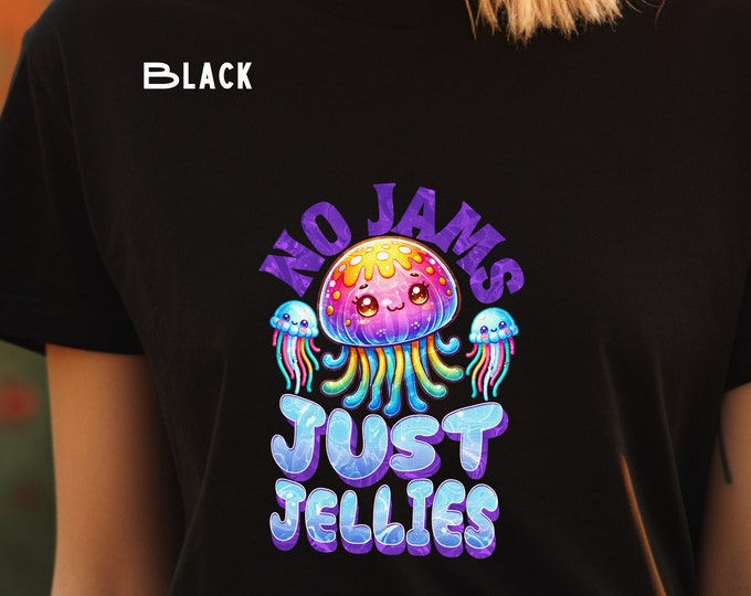 No Jams Just Jellies, Colorful Graphic Tee, Jellyfish Lovers, Beach Theme Tee, Fun T-shirts, Ocean Lover Tee, Marine Biologist Gift, Ocean T