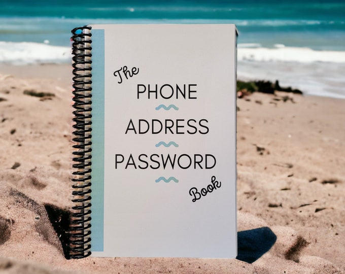 Teal Modern Address & Password Book- 5.5 x 8.5 Size Address Book and Organizer