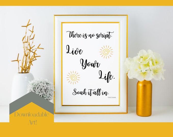 There Is No Script, Digital Wall Art, Inspirational Quotes, Live Your Life, Motivational Quote, Digital Print, Typography Digital Print