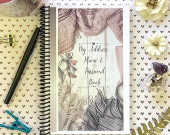 Boho Style Address and Password Book, 5.5 x 8.5 Size